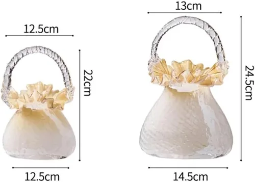 Vista 2 de Vases, Glass Handheld Flower Basket Vase - Living Room Home Decoration Ornament(Large)