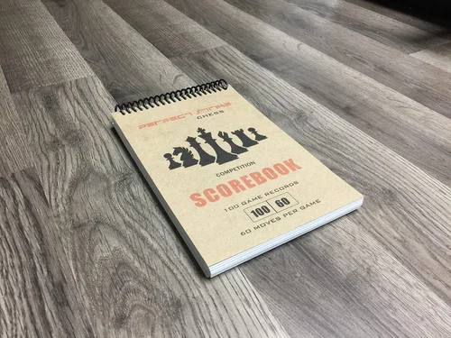Vista 2 de Libro de puntuaciones de ajedrez Perfect Strike con reglas e instrucciones de puntuación. Resistente. Calidad de competencia. (5.5" x 8.5")