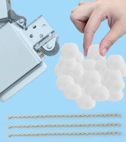Vista 5 de Kit de reparación universal de repuesto para encendedor de gasolina y fluido, incluye mecha de fieltro de goma de algodón, accesorios para Kit de 30