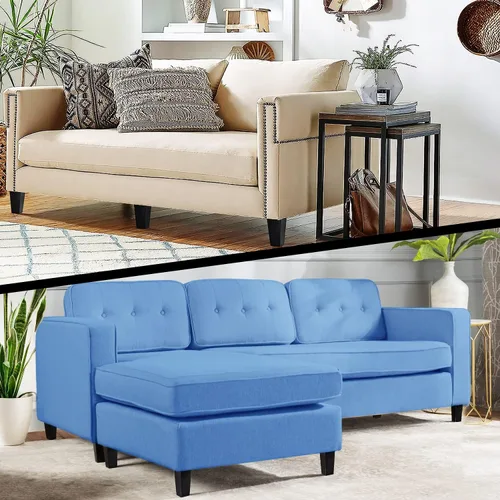 Vista 4 de Juego de 6 patas para muebles de 6 pulgadas, color negro, patas otomanas de repuesto para sofá seccional, cómoda, reclinable, mesita de noche