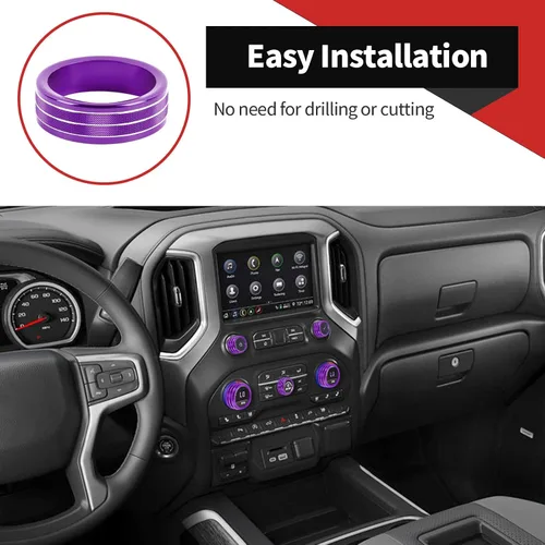 Vista 4 de Voodonala Silverado2019-2021 Juego de cubierta de anillo de interruptor central compatible con Chevy Silverado2019+/Suburban2020+/Tahoe2021+/GMC