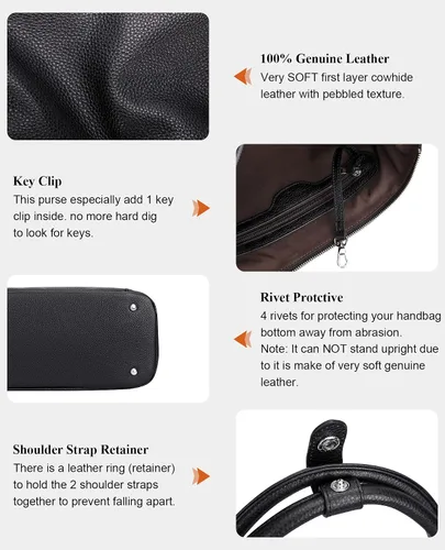 Vista 7 de Over Earth Bolsos de hombro para mujer, bolso cruzado de cuero suave