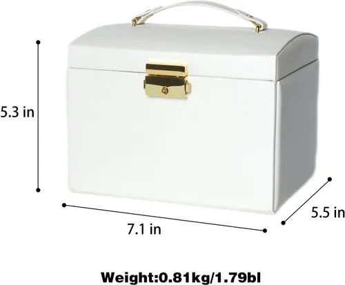 Vista 6 de DREAM&GLAMOUR - Cajas de joyería para mujer, 3 capas, organizador de joyería de piel sintética con espejo y cerradura. Caja de joyería portátil