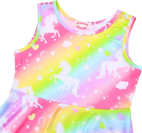 Vista 4 de Jeskids - Vestido de unicornio sin mangas para niñas.