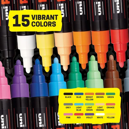 Vista 12 de uni Posca Rotulador de pintura - punta media - juego de 15 (PC-5M15C), surtido