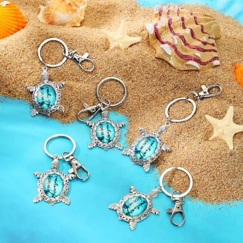 Vista 4 de 24 llaveros de tortuga marina, regalos inspiradores para amantes de las tortugas, llavero de playa, regalo de agradecimiento para mujeres