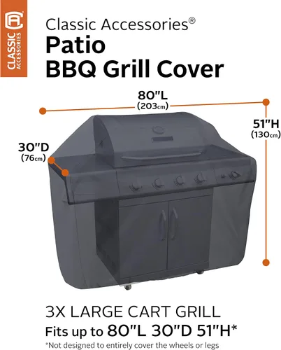 Vista 5 de Classic Accessories Cubierta para parrilla de barbacoa resistente al agua de 80 pulgadas
