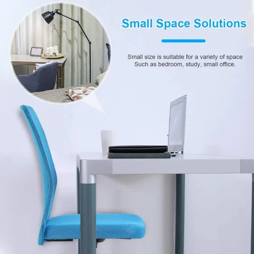 Vista 4 de Silla de oficina de malla simple, silla de oficina ergonómica sin brazos, silla de oficina en casa, silla de computadora ajustable, silla giratoria