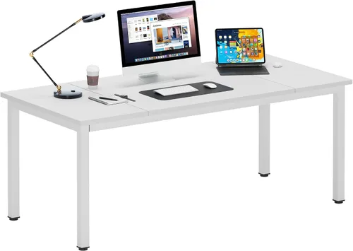 Vista 29 de DlandHome - Escritorio pequeño para computadora de 31.5 pulgadas para oficina en casa, color negro