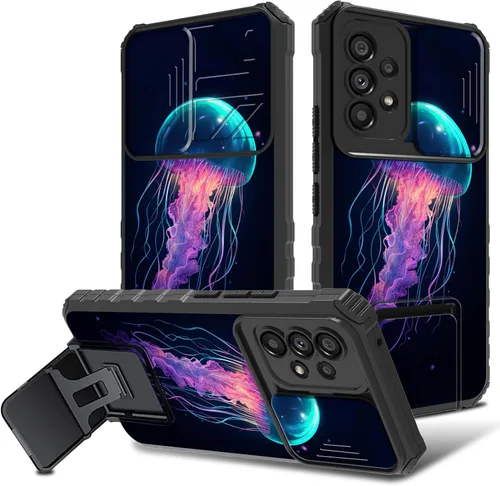 Vista 33 de Funda para Samsung Galaxy A53 5G con funda para cámara y soporte de soporte, resistente, a prueba de golpes, TPU funda protectora para Samsung Flor