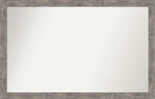 Vista 227 de Amanti Art Silver Bathroom Mirror for Over Sink, 26x45 Custom Made Marred Pewter Rectangle Vanity Mirror, Oversize Casual Wood Frame, Hangs Estaño