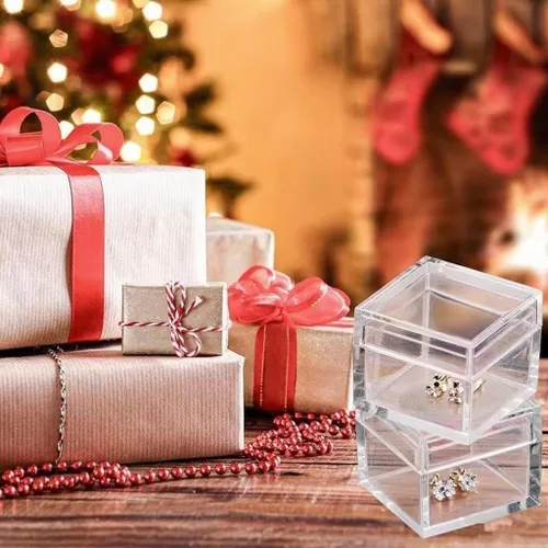 Vista 7 de KissYou Caja pequeña de acrílico con tapa transparente para dulces, cajas para exhibición, decoración de fiesta, plástico, cuadrado, cubo