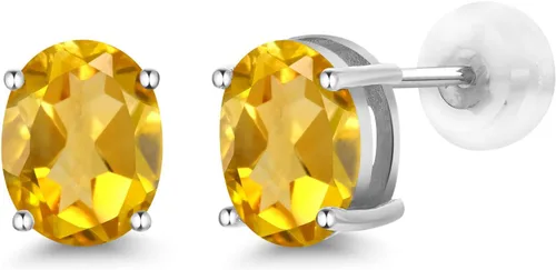 Vista 272 de Gem Stone King Aretes de oro de 14 quilates con piedra natal ovalada de 0.315 x 0.236 in Aretes de oro para mujer