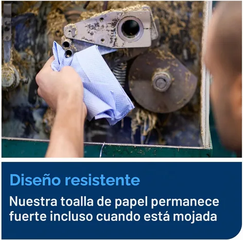 Vista 5 de Tork Limpiaparabrisas de papel industrial resistente azul W1, rollo gigante, 450304