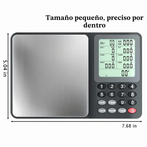 Vista 6 de Fuzion Báscula de cocina de alimentos con calculadora nutricional, 6.6 lb Alta precisión de 0.02 onzas, acero inoxidable, báscula de nutrición