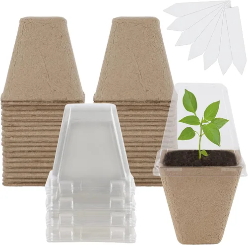 Vista 8 de winemana Bandeja de inicio de semillas de 4 pulgadas para semillas de lechuga de hierbas vegetales, macetas para plantas de interior y tierra
