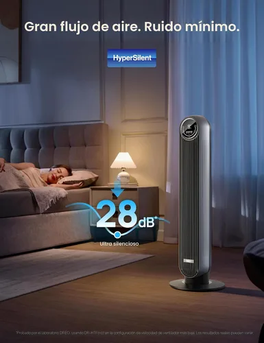 Vista 3 de Dreo Ventilador de torre sin aspas - 25 pies/s, 4 velocidades, 4 modos, oscilación de 90°, temporizador de 8 horas, ultra silencioso