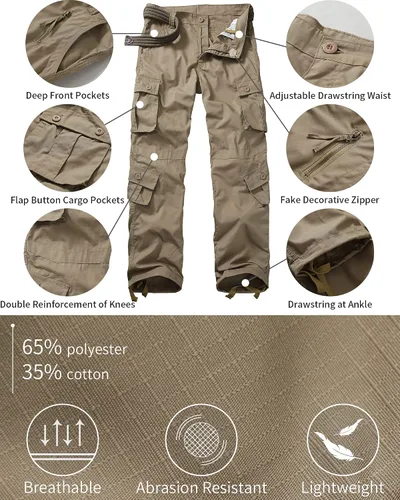 Vista 3 de GSGGIG Pantalones de senderismo para hombre, pantalones tácticos para hombre, ligeros, informales, Ripstop, para trabajo, con bolsillos