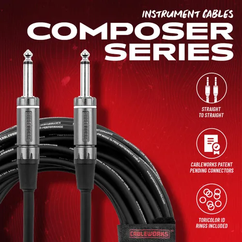 Vista 8 de Cableworks by Gator Cases Composer Series Deluxe 3 pies recto a recto cable para instrumentos de guitarra (GCWC-INS-03)
