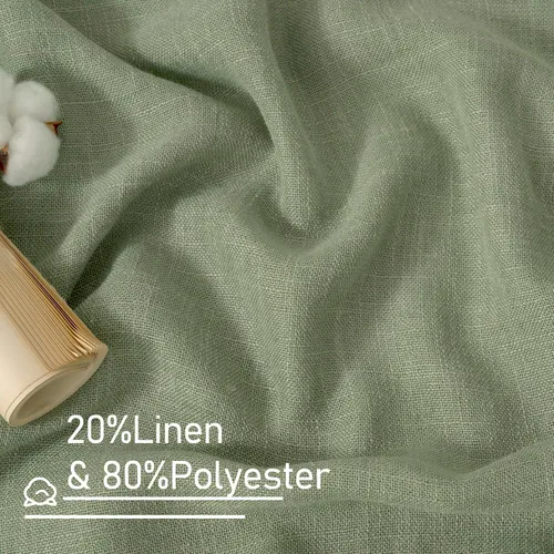 Vista 3 de LAMIT Cortinas semitransparentes de lino de 96 pulgadas de largo para sala Verde salvia