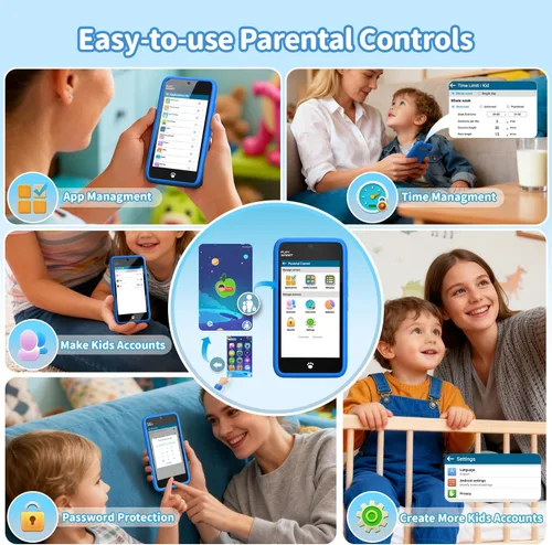 Vista 7 de MOMILLA Toys - Teléfono inteligente para niños, cámara dual de pantalla de 3.97 pulgadas con 21 calcomanías, regalos de cumpleaños para niños