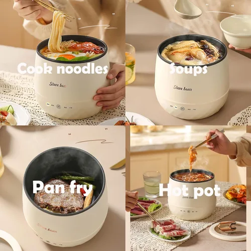 Vista 2 de Olla arrocera pequeña multifuncional, mini olla eléctrica/olla caliente para 1-2 personas 6 en 1 multifuncional multifunción multifunción olla