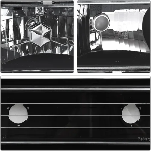 Vista 2 de Conjunto de faros delanteros para 1994-1998 Chevy Silverado/Suburban/Tahoe / C10 Pickup/C/K 1500 2500 3500 Camioneta, carcasa negra con reflector