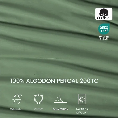 Vista 4 de Lacoste Juego de 2 fundas de almohada de 100% algodón percal – Fresco, crujiente, mate y duradero, certificado Oeko-Tex – Sólido, verde, estándar