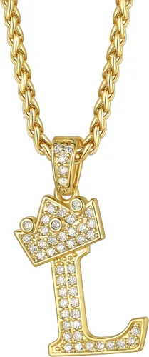 Vista 12 de Richsteel Collar con colgante de letra inicial A-Z para hombres y mujeres Initial A
