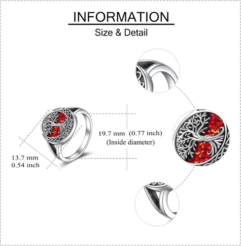 Vista 5 de ONEFINITY Anillos de plata de ley con nudo celta, árbol de la vida, joyería de árbol genealógico, regalos para mujeres
