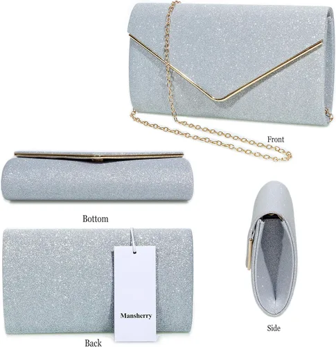 Vista 22 de Bolso de noche para mujer, bolso de fiesta brillante para mujer, bolso de fiesta de boda