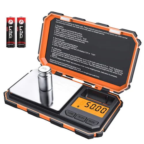Vista 8 de Mini báscula digital (actualizada), báscula de bolsillo de 7.05 oz/0.00 oz, peso de calibración de 1.76 oz, báscula inteligente electrónica, 6