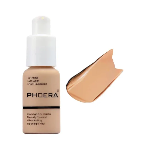 Vista 11 de PHOERA - Base de maquillaje líquida mate suave con control de aceite, cobertura total para el rostro. (101# Porcelana)