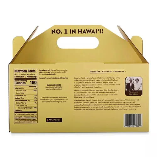 Vista 2 de Hawaiian Host Alohamacs Chocolate con Leche El Chocolate Original Cubierto de Nuez de Macadamia, Bolsa de 5 Cajas - 5 Onzas