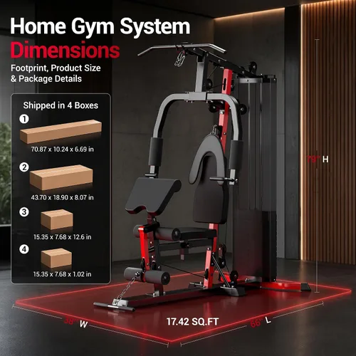 Vista 14 de Sistema de gimnasio en casa con pila de peso de 160 libras, estación de entrenamiento multifuncional todo en uno, sistema de entrenamiento de fuerza