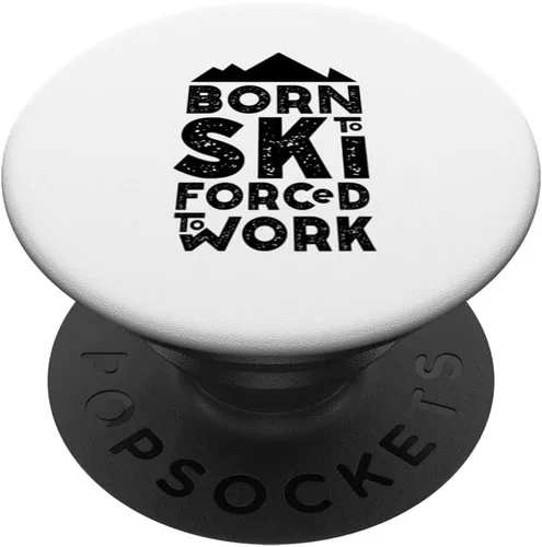 Vista 6 de Born for skiing forced to work Apres ski skis PopSockets MagSafe PopGrip for iPhone