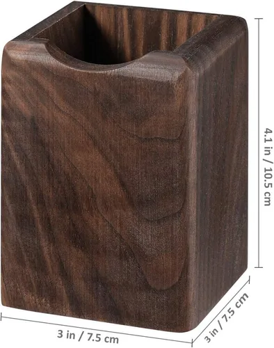 Vista 4 de Toyvian Caja de madera para bolígrafos, organizador de escritorio multiusos, caja de almacenamiento de madera natural ecológica (nogal negro)