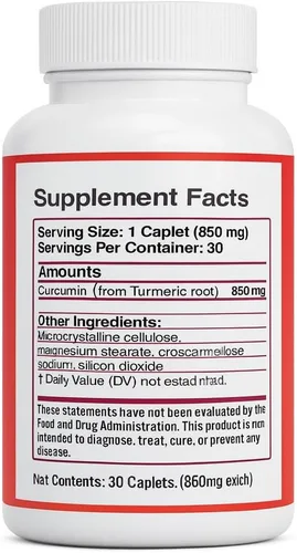 Vista 3 de Suplemento de cúrcuma de cúrcuma, 850 mg, 30 cápsulas