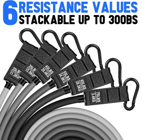 Vista 2 de Heavy Resistance Bands for Working Out, 300lbs/360lb/420lb Exercise Bands Workout Bands with Handles, Door Anchor, Ankle Straps, Home Gym Workout