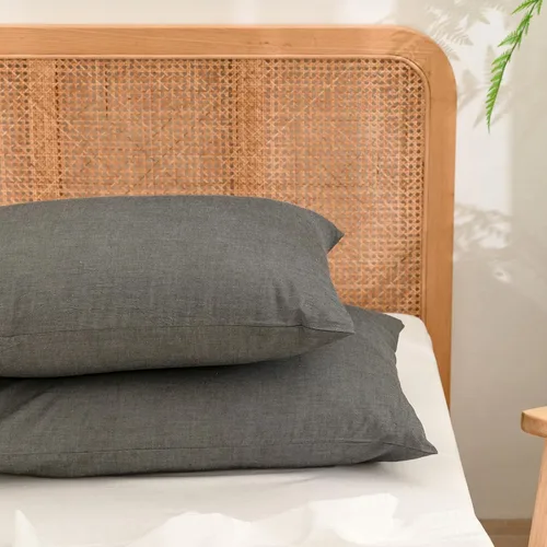 Vista 22 de BESTOUCH 100% Algodón Lavado Funda de Almohada para Cabello y Piel, Sensación de Lino, Suave, Cómoda, Transpirable, Juego de 2 Fundas de Almohada