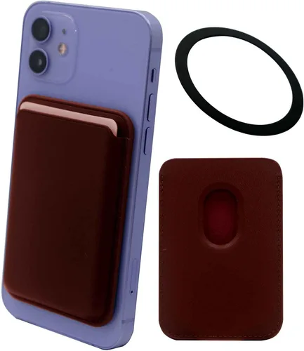 Vista 19 de Cartera magnética para tarjetas con anillo para MagSafe iPhone 14/13/12 Mini Plus y Pro Max, funda de cuero resistente y segura para teléfono