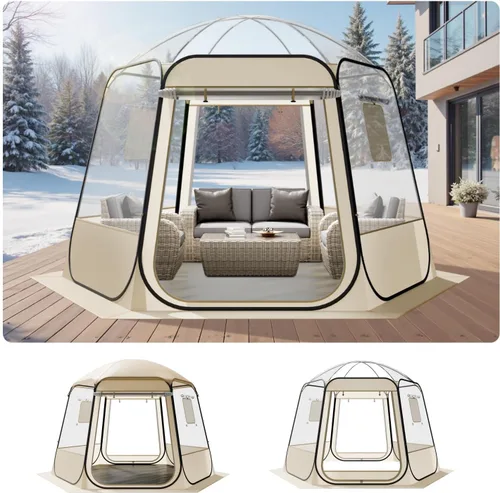 Vista 14 de VEVOR Pop up Sports Tent, 8 Sizes Optional Clear Bubble Tent for 1-6 Person, Waterproof Outdoor Pod with Floor Mat & Top Cover, Garden Igloo Dome