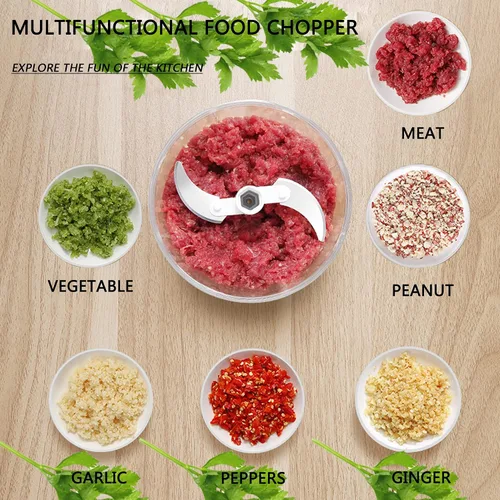 Vista 5 de Procesador manual de alimentos, picador de verduras, picador de cebolla de 33.8 fl oz, picador de ajo, picador de ajo, batidora y licuadora