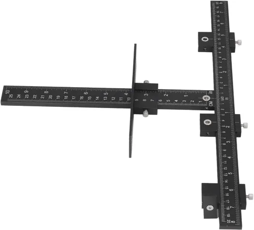 Vista 5 de Plantilla de hardware para gabinete, guía de taladro ajustable de aleación de aluminio, herramienta de perforación de madera para una instalación