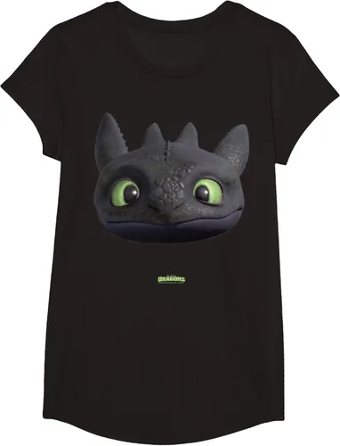 Vista 3 de DreamWorks Dragons Camiseta 3D de Disfraz de Cara Grande de Toothless Night Fury