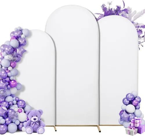 Vista 15 de Juego de 3 fundas elásticas para telón de fondo para arco de boda, 7.2 pies Negro
