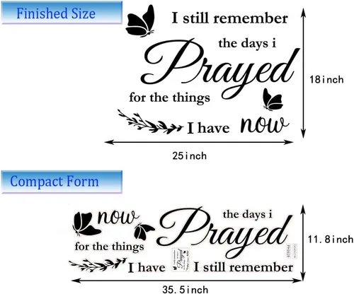 Vista 7 de Calcomanías de pared cristianas con texto en inglés "I Still Remember The Days I Prayed for The Things I Have Now", calcomanías de pared