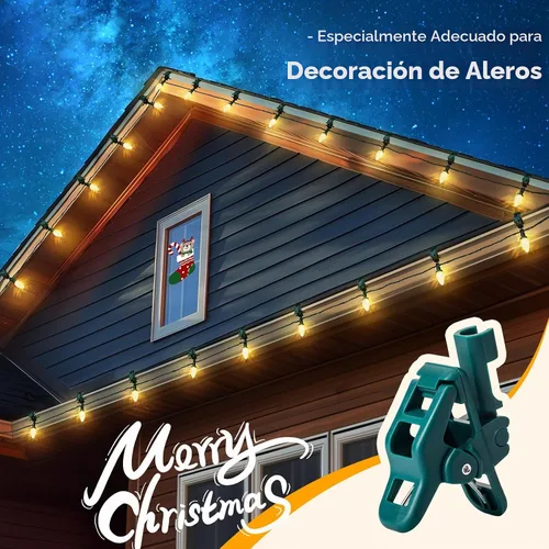 Vista 2 de 49FT 50 LED C9 luces de Navidad impermeables al aire libre, blanco Blanco cálido