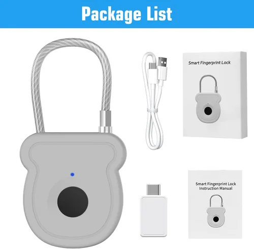 Vista 10 de Candado inteligente de huellas dactilares para equipaje, capacidad de 20 usuarios, llave USB y código de emergencia, cerradura biométrica sin llave