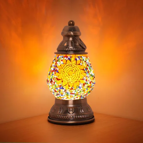 Vista 7 de Lámpara de mosaico turco recargable mejorada, hecha a mano, estilo marroquí, luz de campamento con batería de 1800 mAh, banco de energía USB